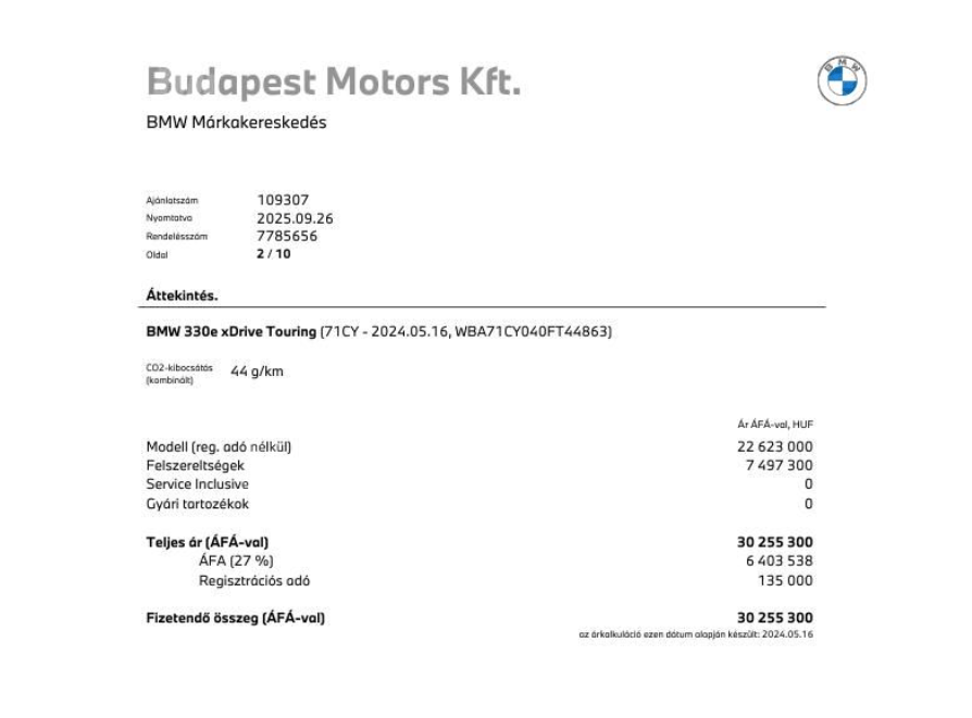 BMW 330 xdrive30e 292Le Touring M Sport Pro full extra + Service Inclusive (tartós bérlet) - Image 23